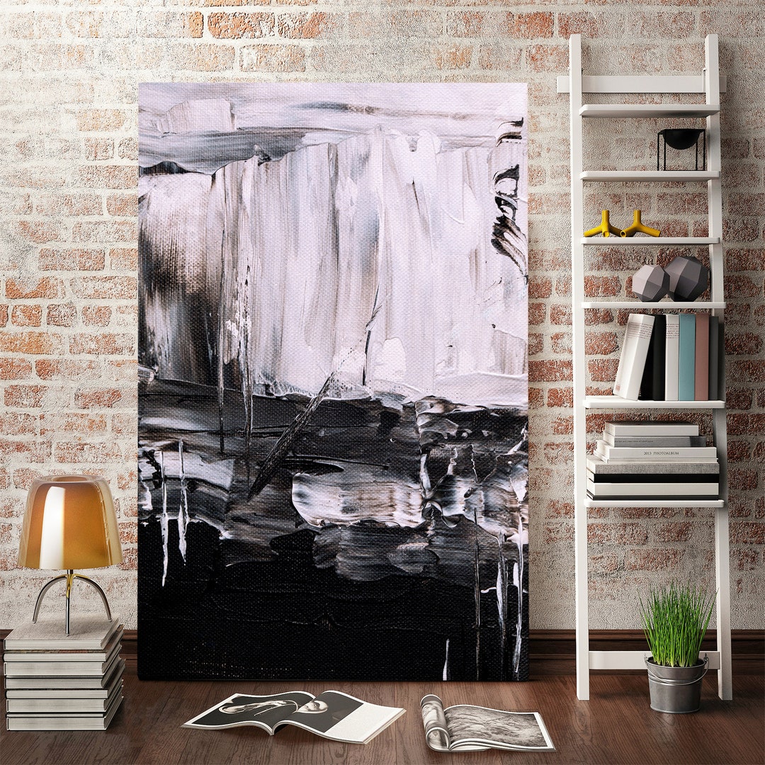 Abstract Black and White Wall Art Print – Modern Minimalist Painting ...