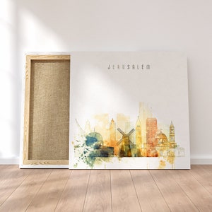Jerusalem framed canvas wall art, Israel artistic prints on canvas, ready to hang at your home or office, Jerusalem modern painting wall