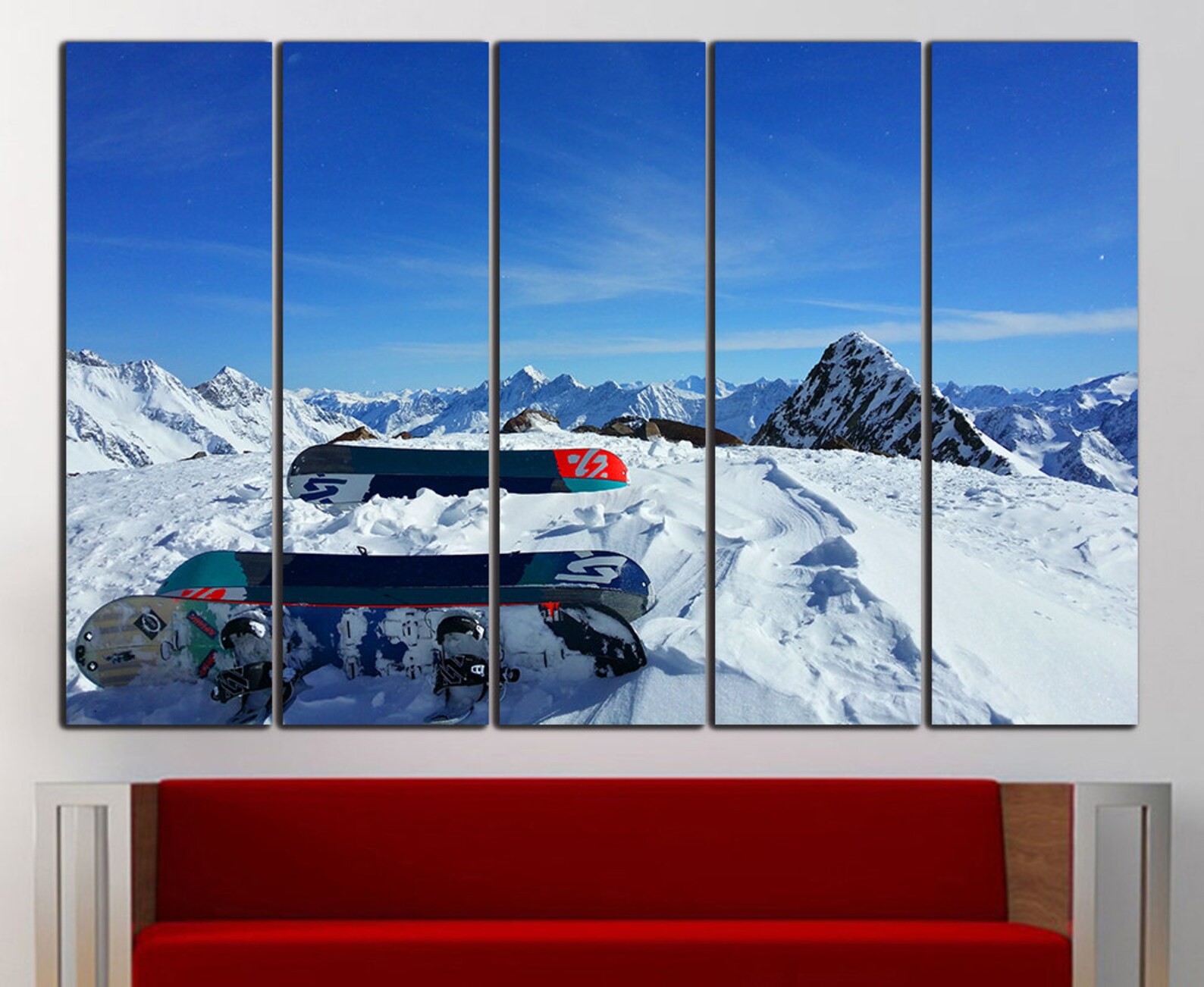 Snowboard wall art Snowboard wall decor Snowboard canvas Etsy