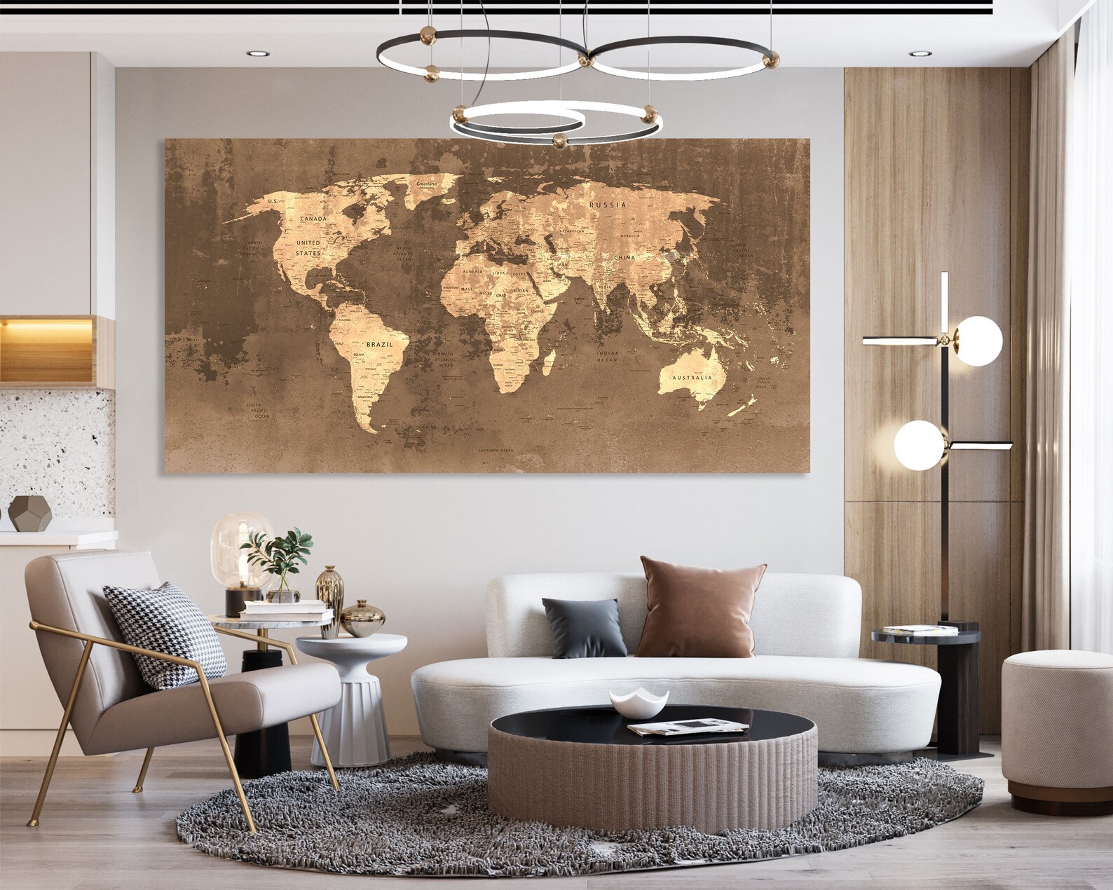 World Map Canvas Print Wall Art Push Pin World Map Wall Decor - Etsy