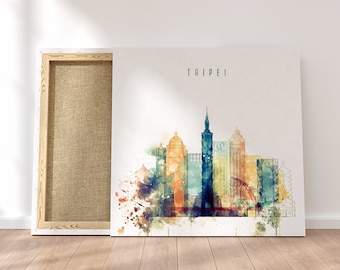 Taipei framed canvas wall art, Taiwan prints on canvas, ready to hang at your home or office, Taipei painting on canvas, Taipei print canvas