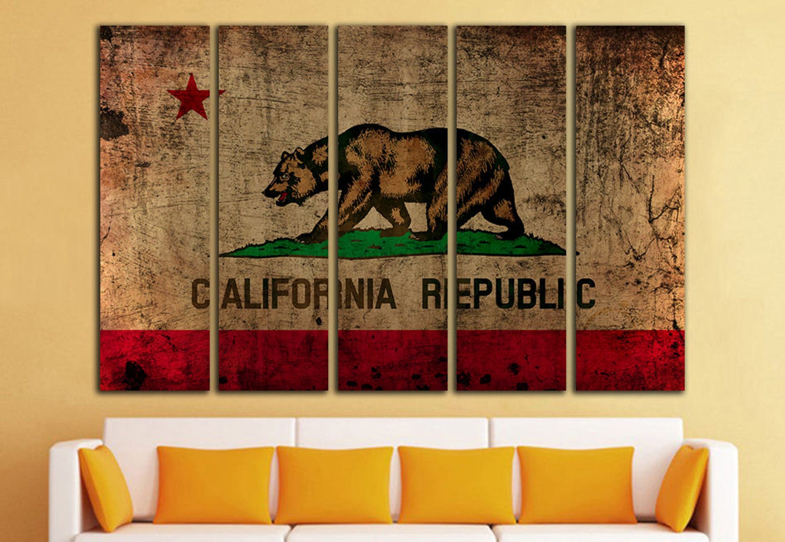 California state flag wall art California state flag wall Etsy