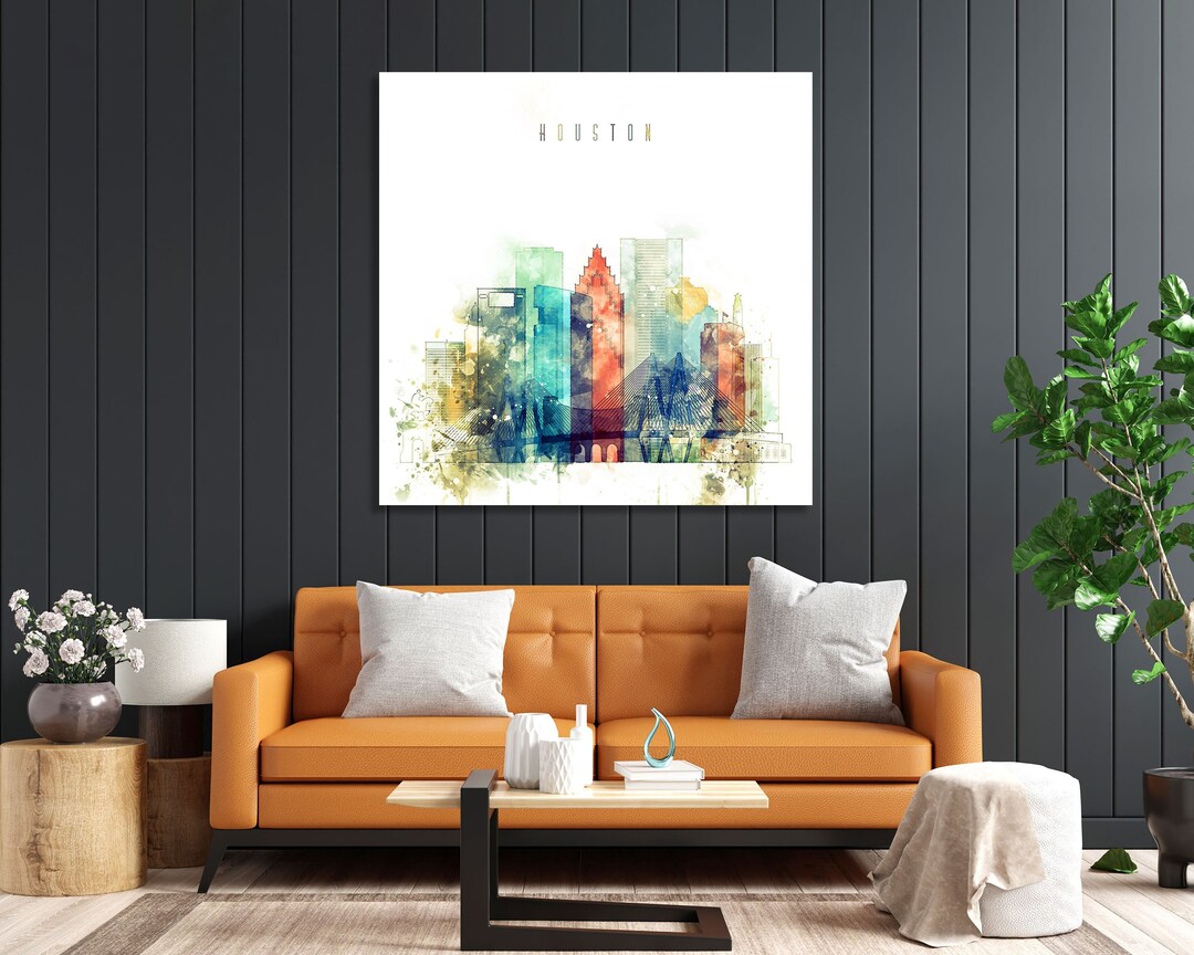 Houston Framed Canvas Wall Art Texas Artistic Prints on Etsy