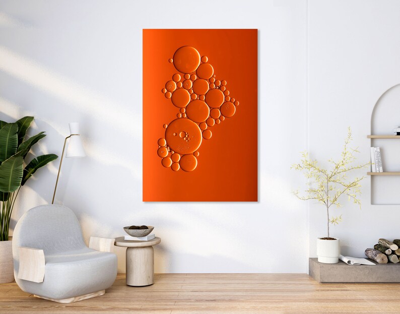 Orange Bubbles Abstract Wall Art Orange Canvas Wall Decor - Etsy