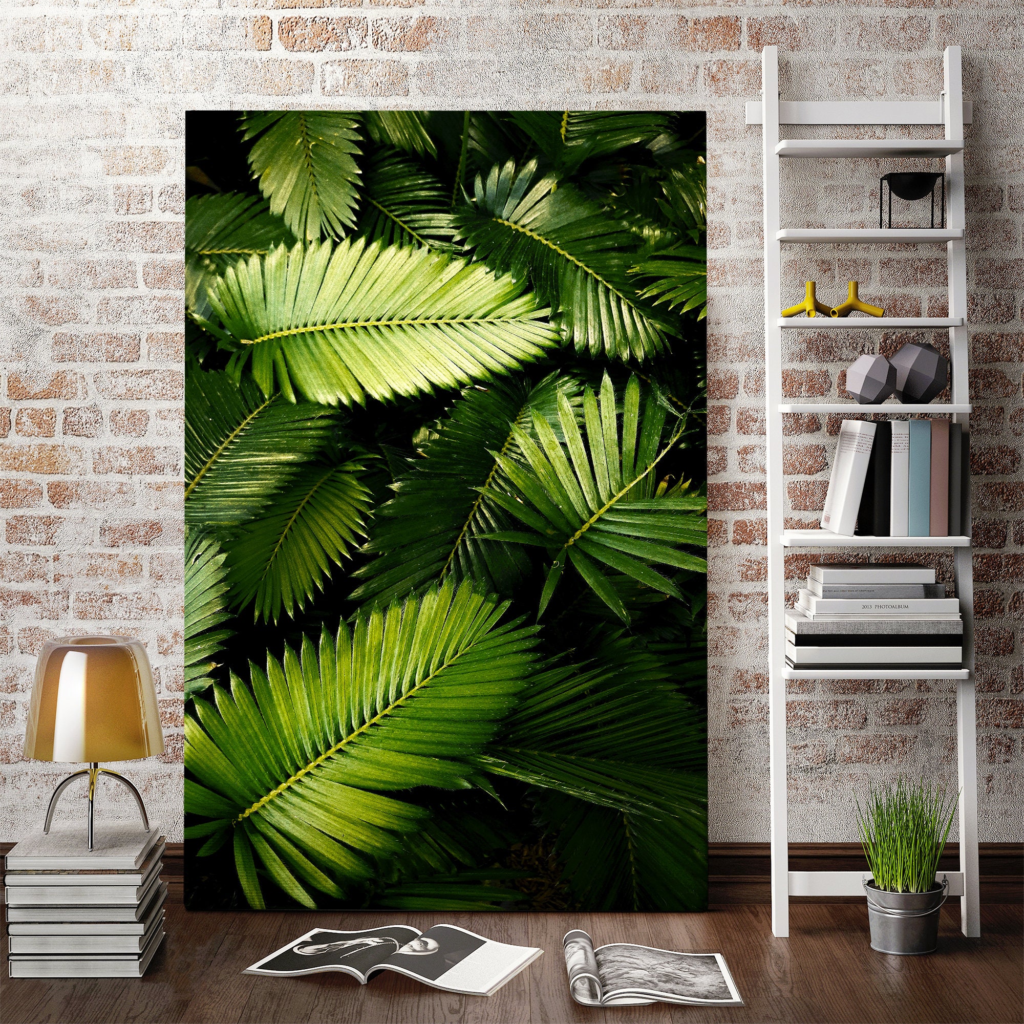 Palm leaves green wall art Etsy