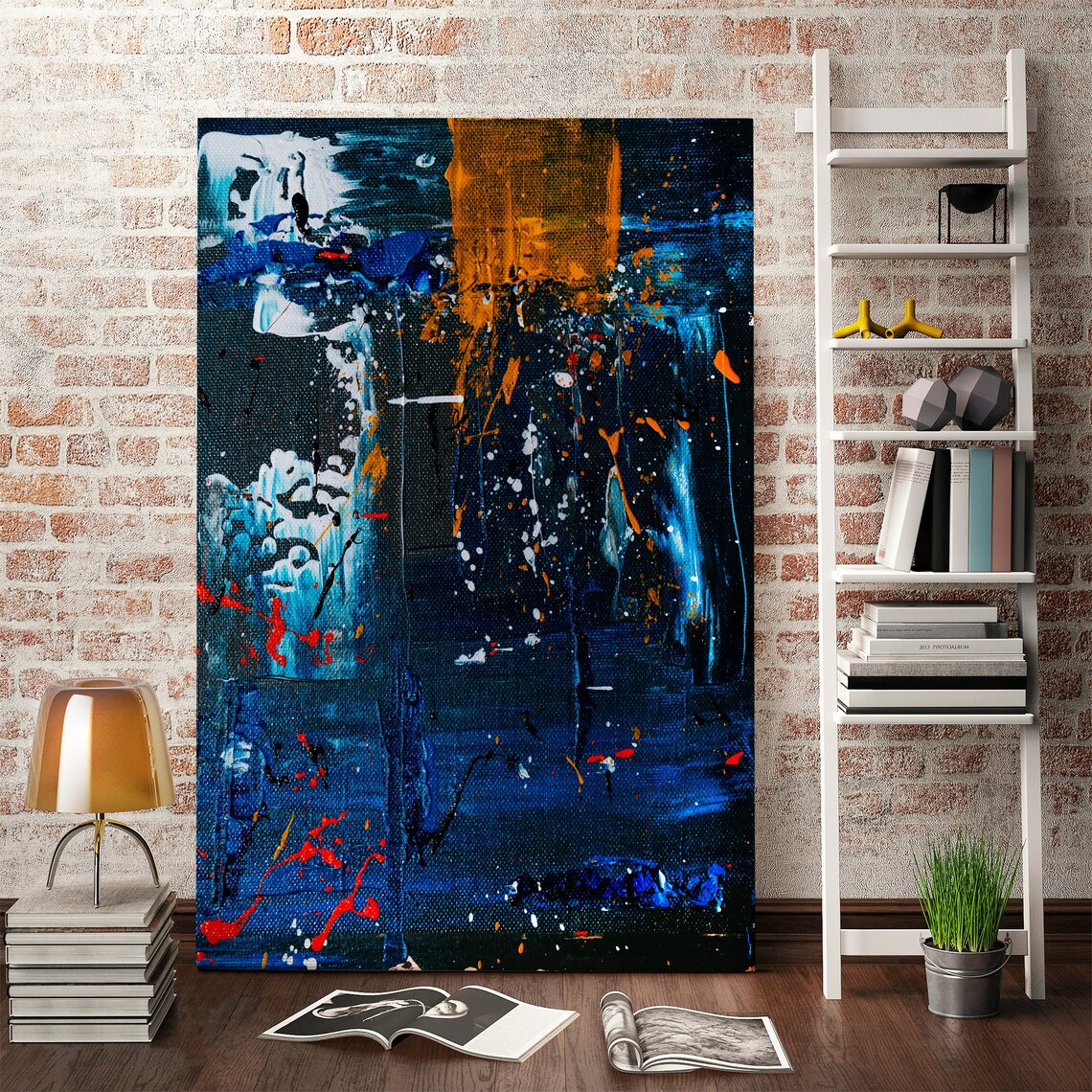 Deep Blue Abstract Wall Decor Oil Abstract Canvas Wall Art Etsy