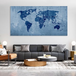 World Map Canvas Print Wall Art Push Pin World Map Wall Decor - Etsy