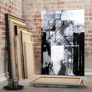 Oil Abstract Canvas Wall Art Contemporary, Black and White Abstract Decor, Oil Art on Canvas, Abstract Modern Decor, Abstract Prints