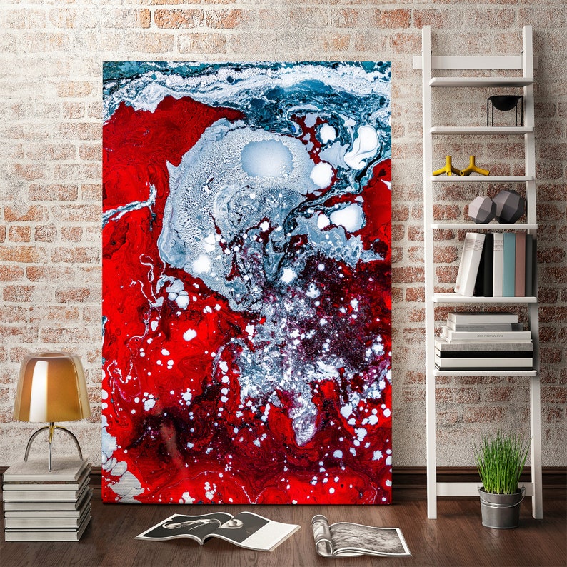 Marble Abstract Wall Art Red Wall Art Pictures for Walls Etsy