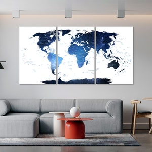 World Map Canvas Print Wall Art Push Pin World Map Wall Decor World Map Print World Map Art Travel Map Canvas Art Canvas Decor
