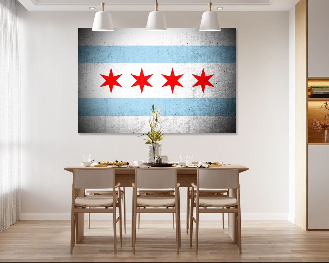 Chicago Flag Wall Art Chicago Flag Wall Decor Chicago Flag - Etsy