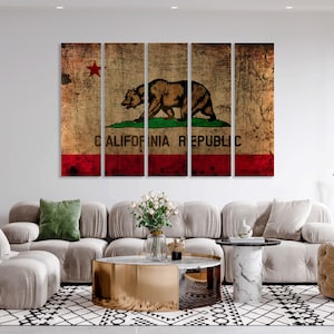 California state flag wall art California state flag wall decor California state flag canvas California state flag decor office home decor