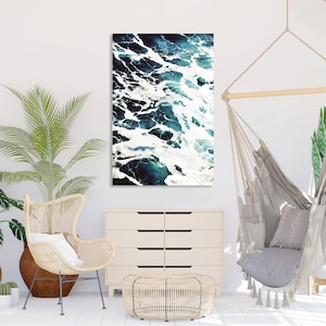 Blue abstract contemporary wall decor, Marine abstract canvas prints, Rapid Sea canvas wall art, Blue Abstract print canvas, Abstract prints