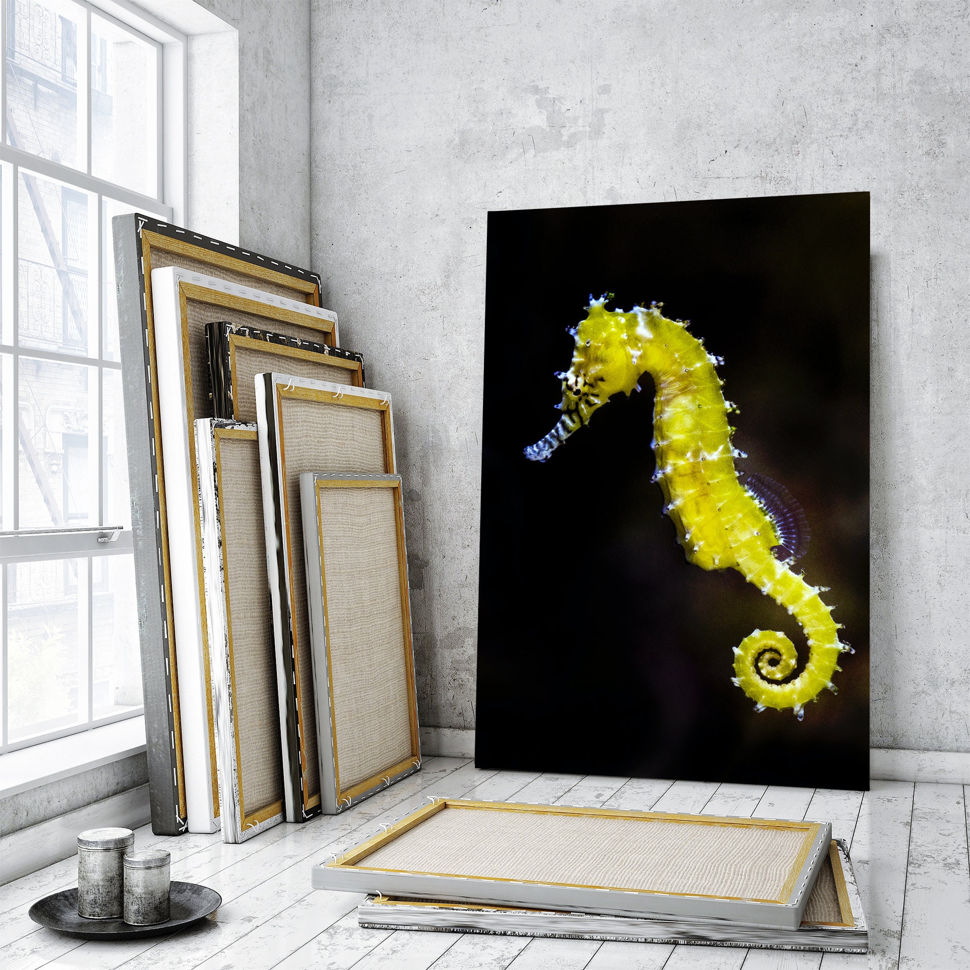 Yellow Seahorse Wall Art Seahorse Canvas Print Underwater Etsy UK