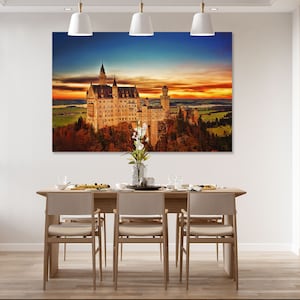 Neuschwanstein Castle Canvas Decor Castle in Germany Original Art For Living Room Decor Neuschwanstein Castle Painting for Wall