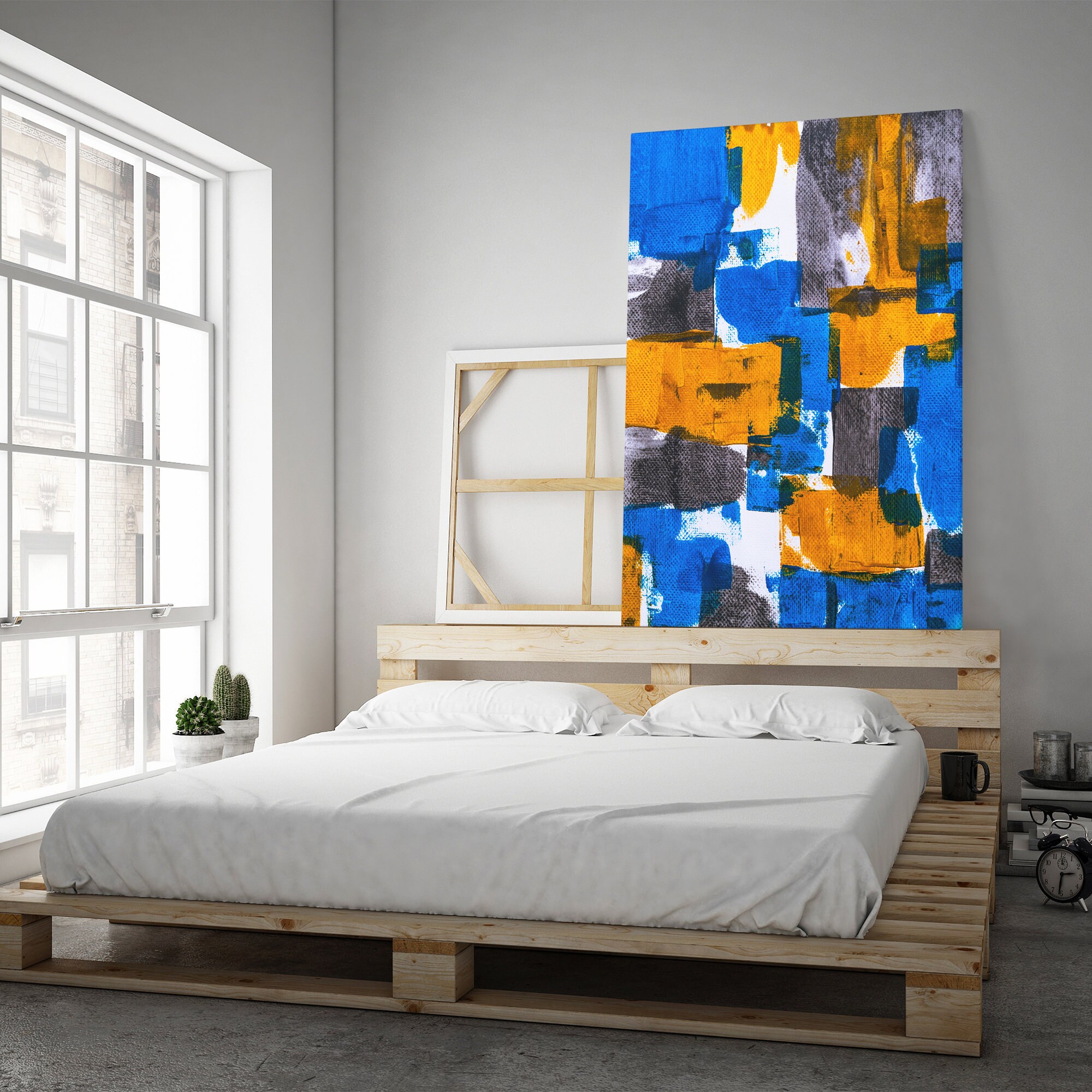 Orange and Blue Abstract Wall Painting Art Orange Streaks of Etsy