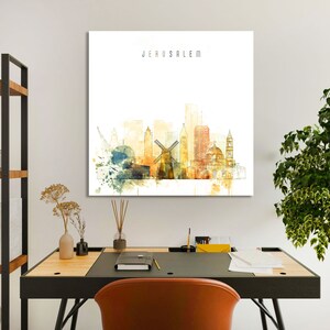 Jerusalem framed canvas wall art, Israel artistic prints on canvas, ready to hang at your home or office, Jerusalem modern painting wall