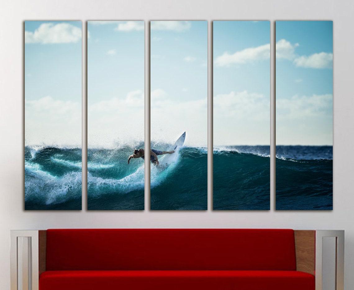 Surfing Canvas Surfing Wall Decor Surfing Wall Art Surfing Etsy