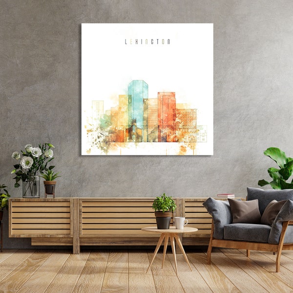 Lexington framed canvas wall art, Kentucky prints on canvas, ready to hang at your home or office, Lexington watercolor print on canvas