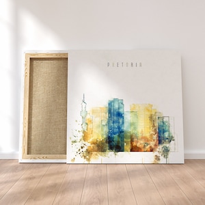 Pretoria framed canvas wall art, South Africa prints on canvas, ready to hang at your home or office, Pretoria watercolor wall art