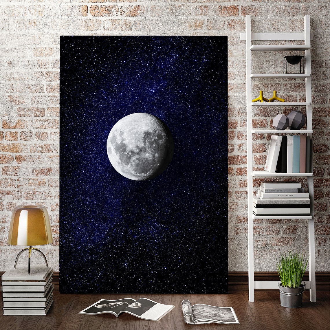 Moon wall decor canvas Space wall art paintings Etsy