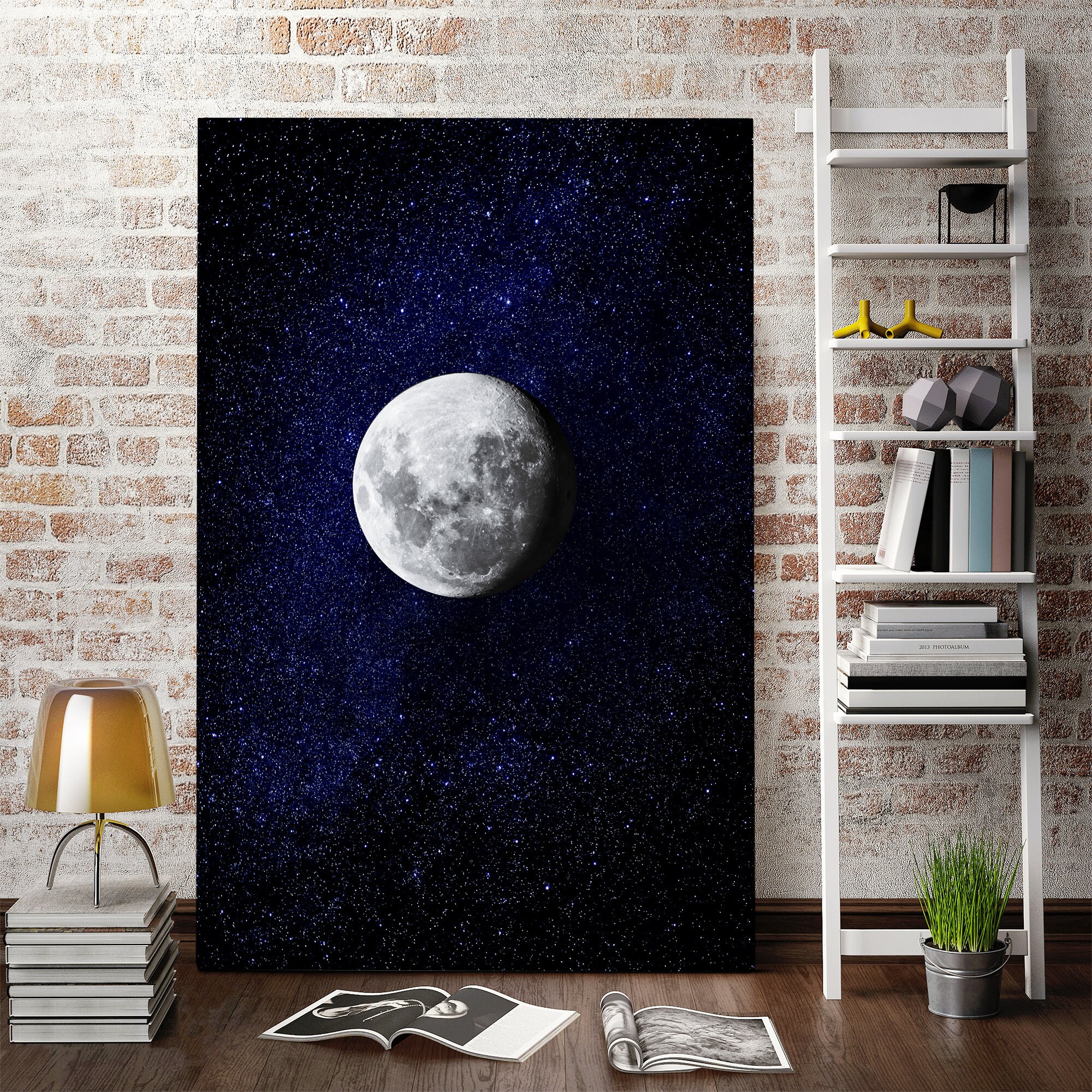 Moon wall decor canvas Space wall art paintings Etsy