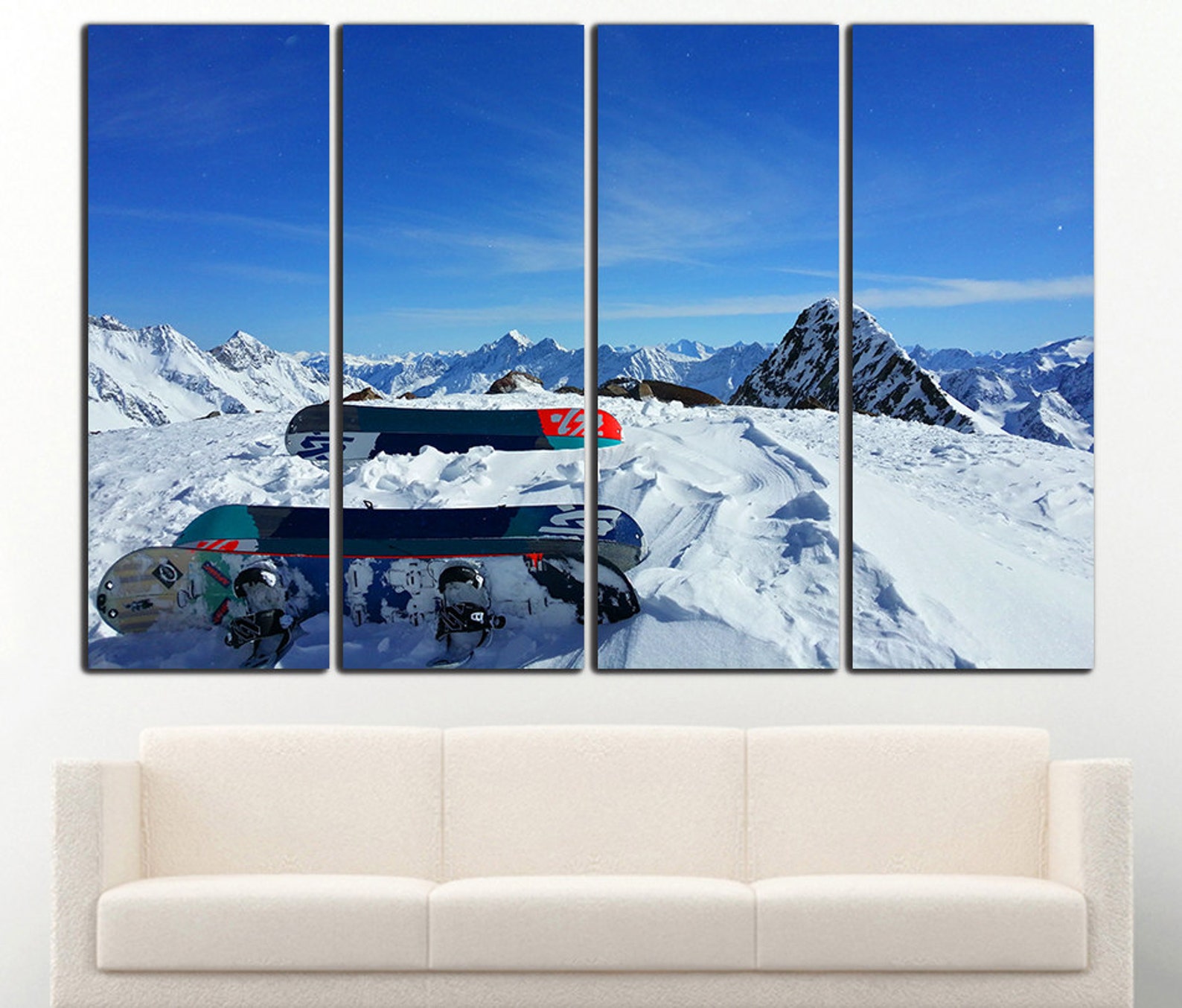 Snowboard wall art Snowboard wall decor Snowboard canvas Etsy