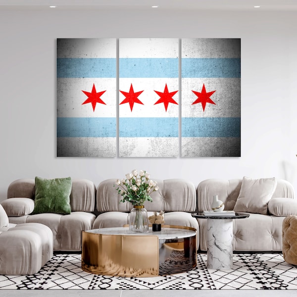 Chicago Flag Art Etsy