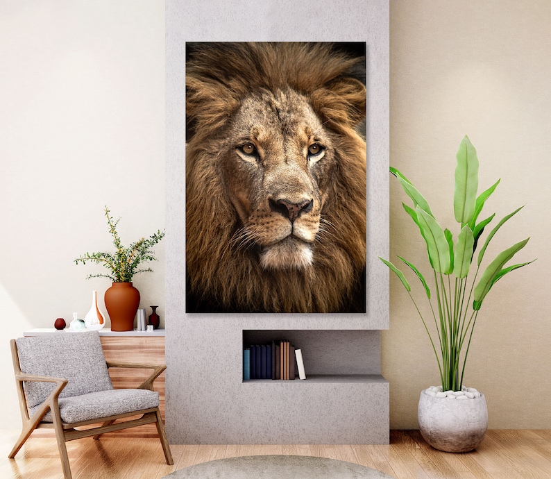 Lion Canvas Lion Wall Decor Lion Wall Art Lion Print Animal Etsy