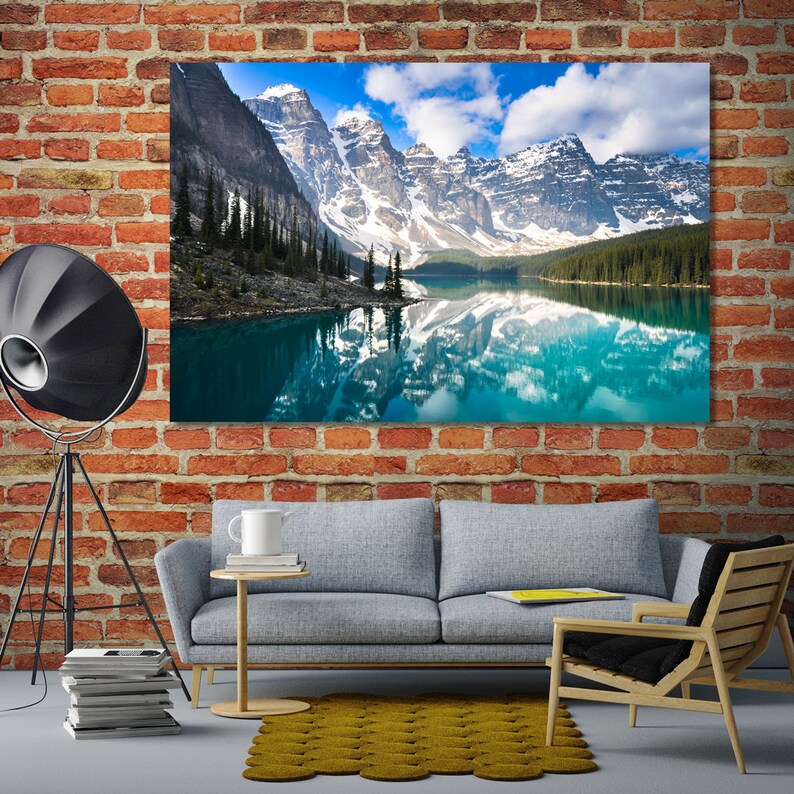 Banff National Park Mountain canvas Mountain wall art Moraine Etsy