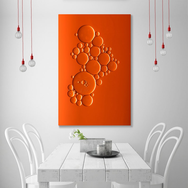 Orange Bubbles Abstract Wall Art Orange Canvas Wall Decor | Etsy