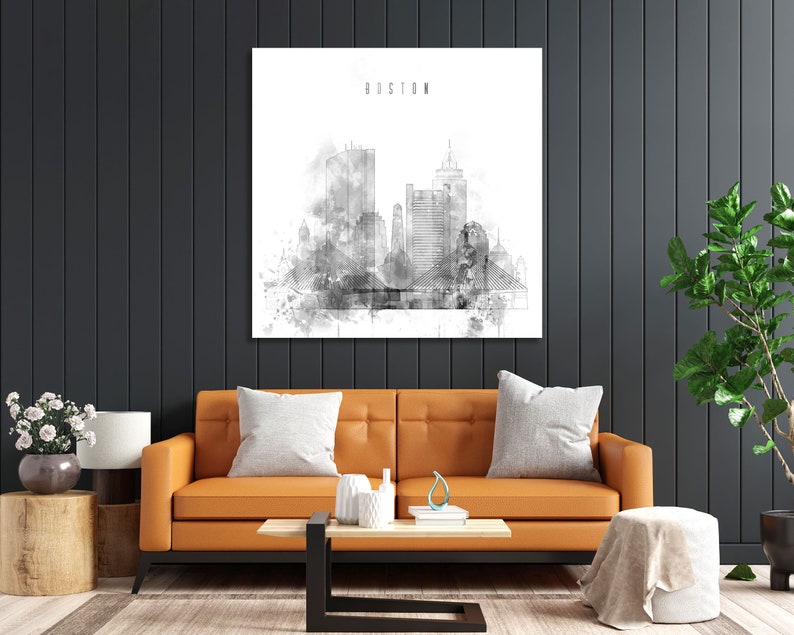 Boston Framed Canvas Wall Art Massachusetts Artistic Prints Etsy