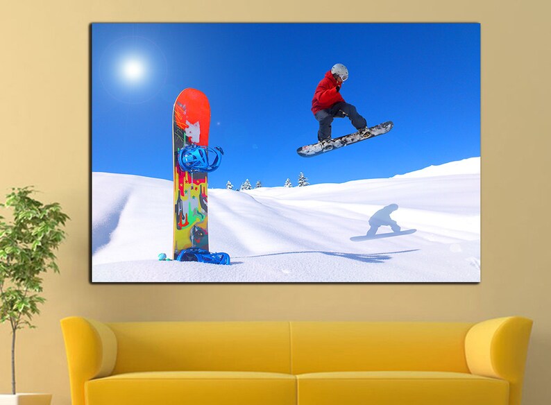 Snowboard wall art Snowboard wall decor Snowboard canvas Etsy