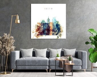 Austin framed canvas wall art, Texas artistic prints on canvas, Austin creative wall art, Austin watercolor painting canvas, Austin canvas