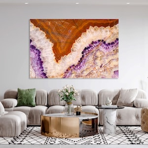 Agate Geode Wall Art Print – Crystal Mineral Abstract Poster | Amethyst Slice Photography, Nature Gemstone Artwork, Healing Crystal Decor