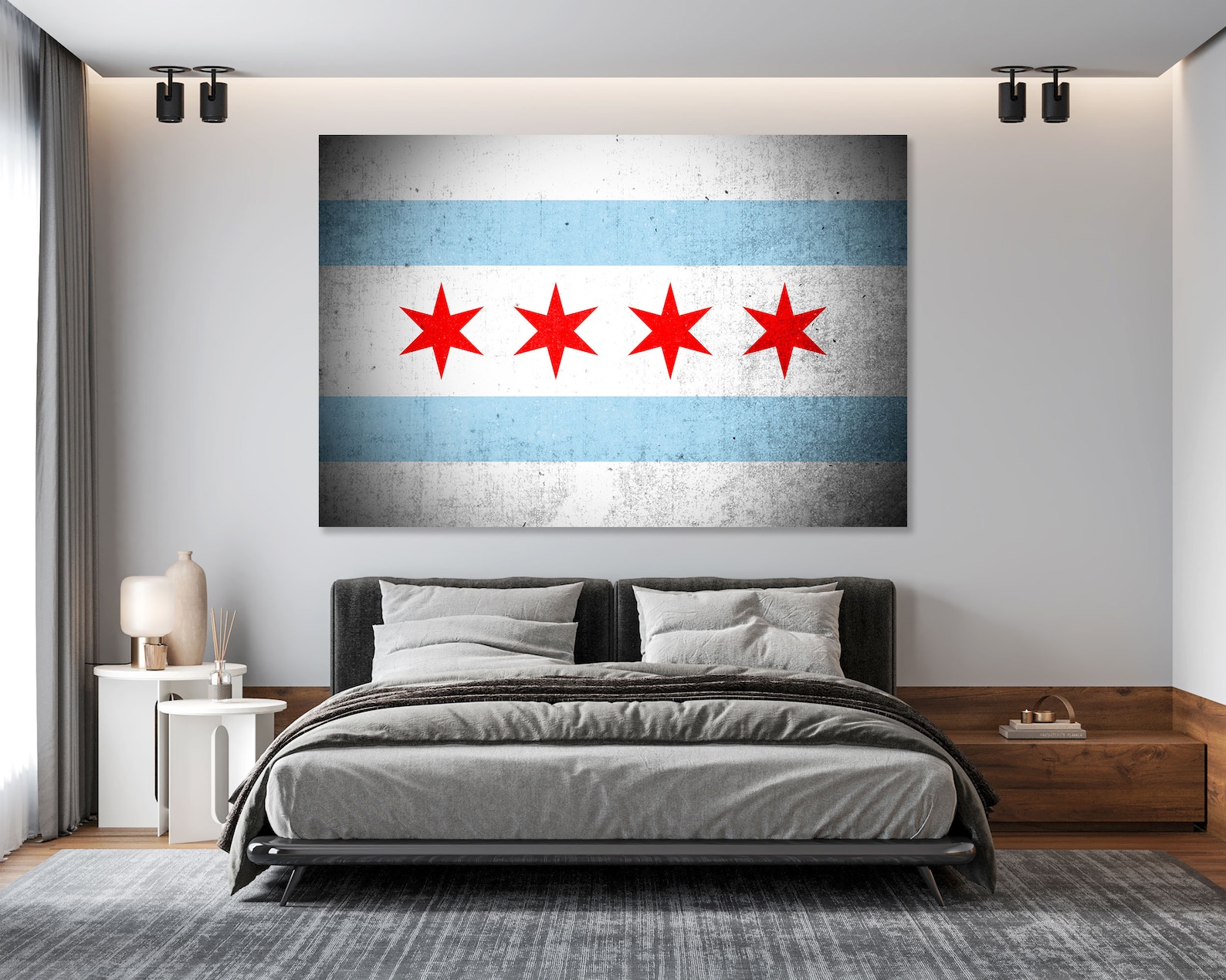 Chicago Flag Wall Art Chicago Flag Wall Decor Chicago Flag Etsy