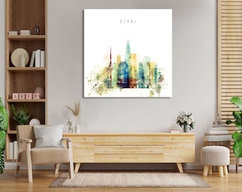 Seoul framed canvas wall art, Korea artistic prints on canvas, ready to hang at your home or office, Seoul canvas print, Seoul design decor