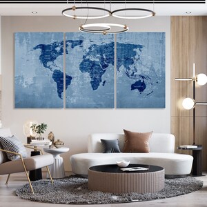 World Map Canvas Print Wall Art Push Pin World Map Wall Decor - Etsy