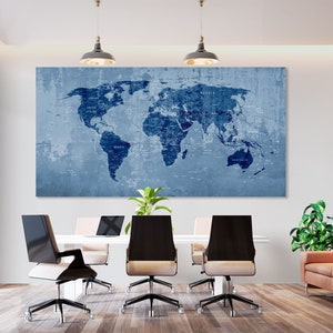 World Map Canvas Print Wall Art Push Pin World Map Wall Decor - Etsy