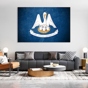 Louisiana state flag wall art Louisiana state flag wall decor Louisiana state flag canvas Louisiana state flag print decor office home decor