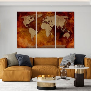 Carte du monde Art mural Toile Imprimer Carte du monde Décor mural Carte du monde Imprimer Ancienne carte du monde Art mural Carte de voyage Toile Art Toile Décor