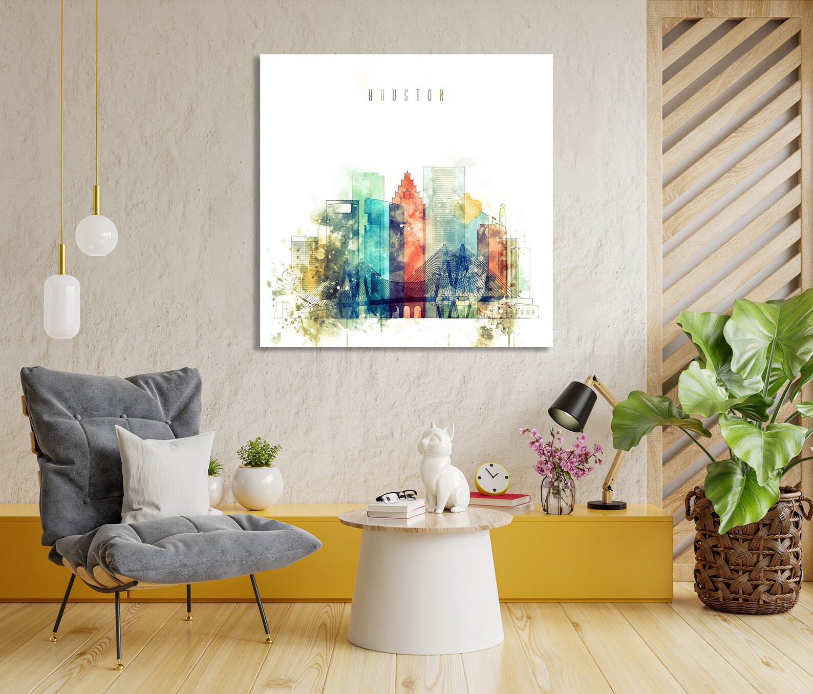 Houston Framed Canvas Wall Art Texas Artistic Prints on Etsy