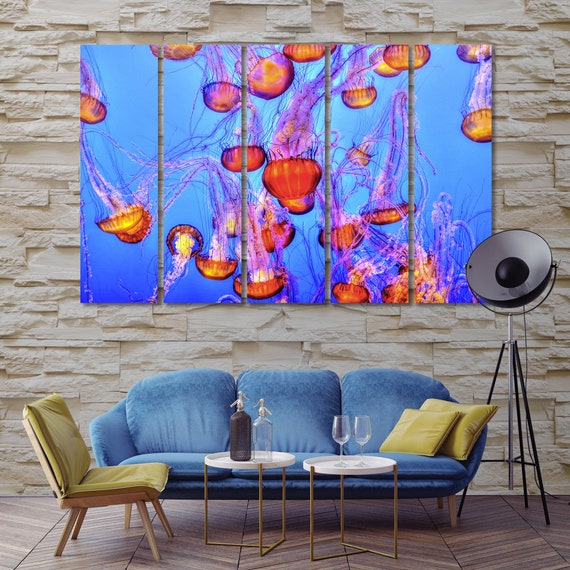 Jellyfish Wall Decor Prints Underwater Life Art for Home Etsy