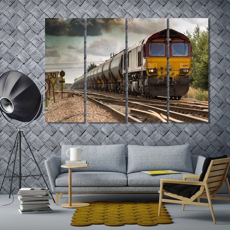 Train Canvas Wall Decor Logistics Print Wall Art Railway Etsy