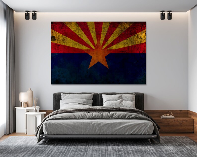 Arizona State Flag Wall Art Arizona State Flag Wall Decor Etsy