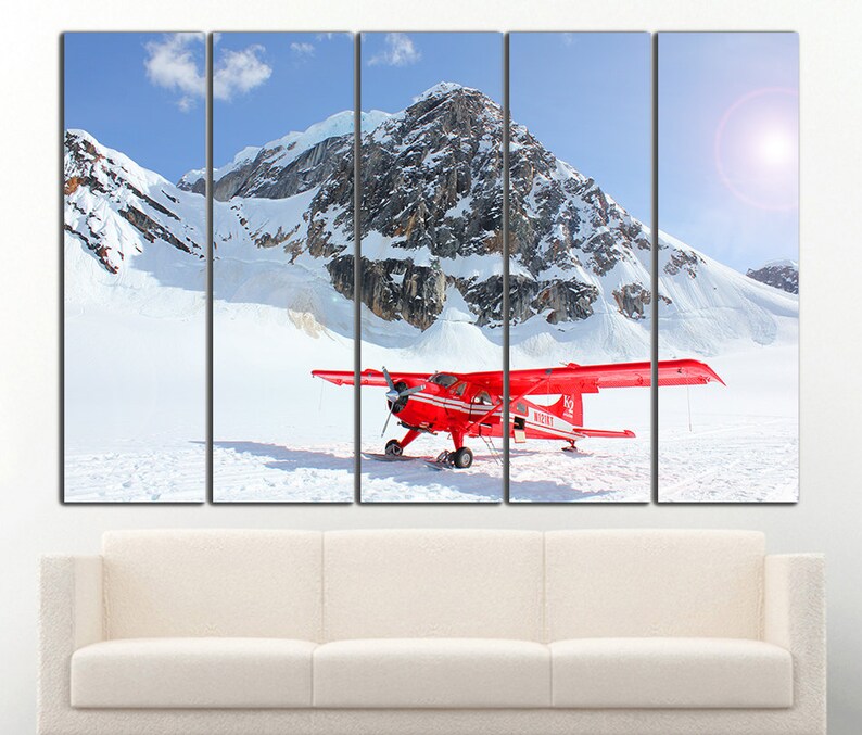 Avion Avion Toile Murale Décor Montagne Toile Avion Mur Art Etsy