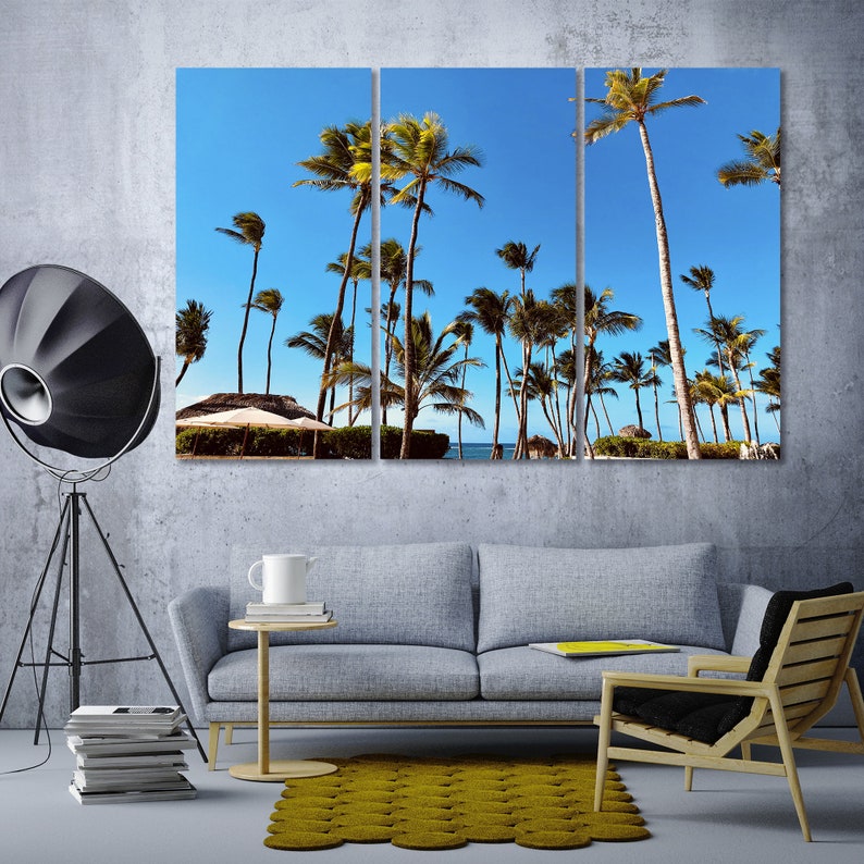 Tropical Island Palm Wall Art Large Canvas Print Decor Etsy