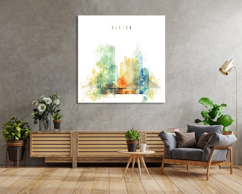 Boston Framed Canvas Wall Art Massachusetts Artistic Prints Etsy