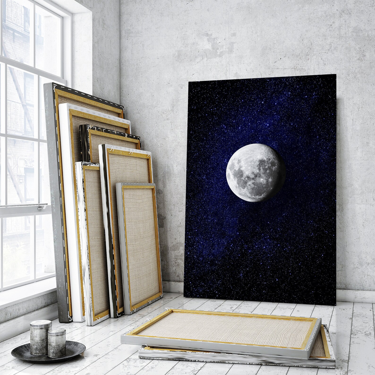 Moon wall decor canvas Space wall art paintings Etsy