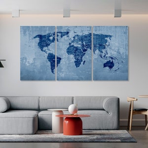 World Map Canvas Print Wall Art Push Pin World Map Wall Decor - Etsy